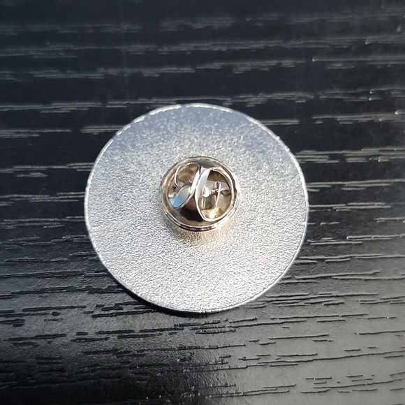 Teal Winking Smiley Face Enamel Pin - Picture 2 of 4